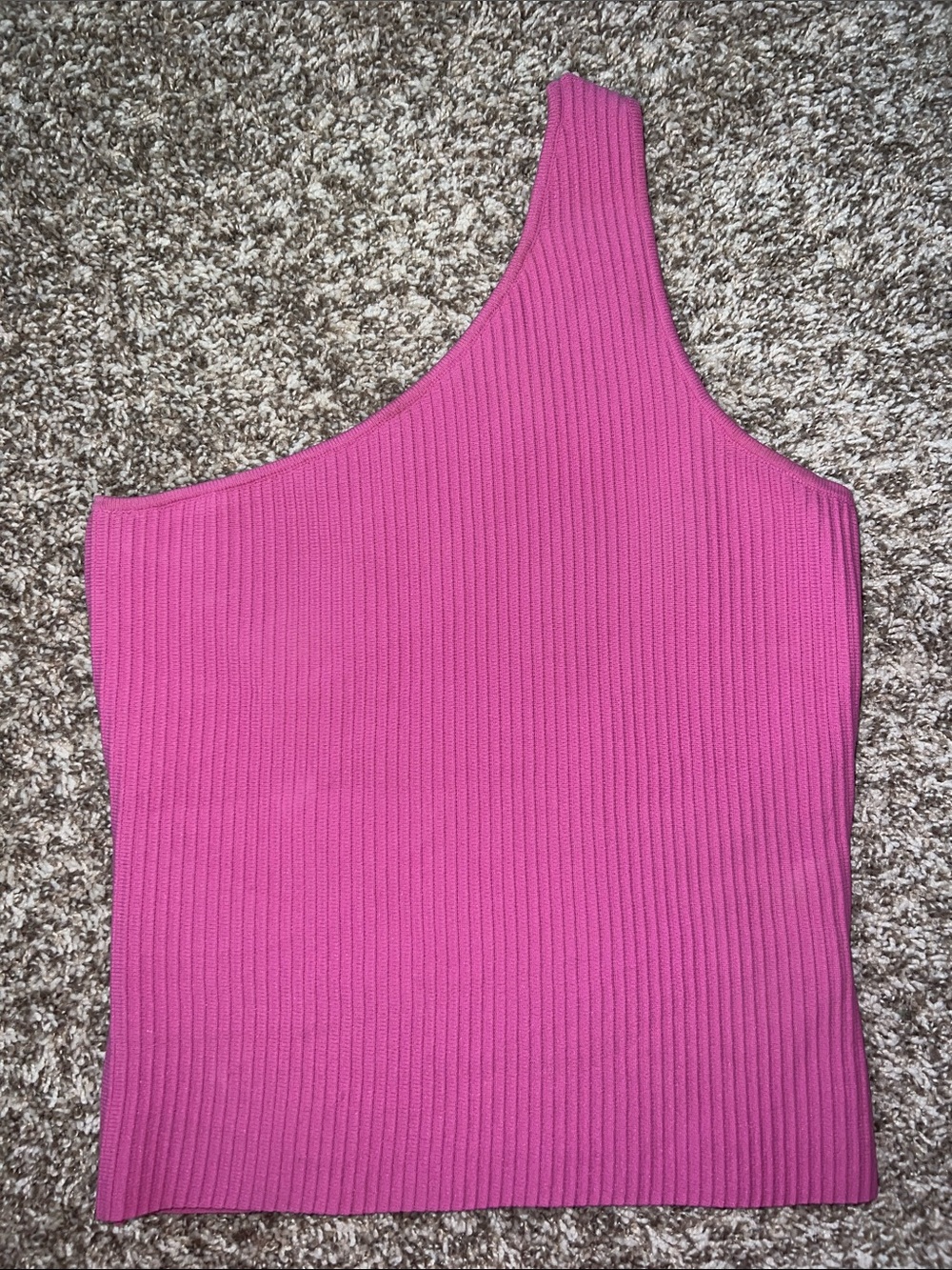Simply Jules Slimming Ribbed One-Shoulder Pink Women’s Dress Top Size SMALL